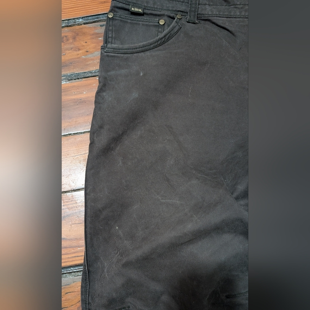 lot 2 pair Kuhl RYDR Vintage Patina Dye HIking Outdoor Pants 38 x 32 brown olive - Picture 6 of 16